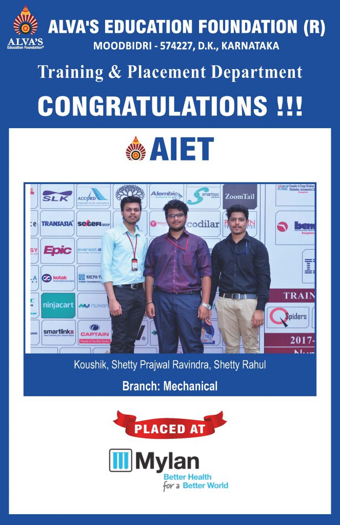 Alva’s Institute of Engineering and Technology campus selection Mylan placement achievement