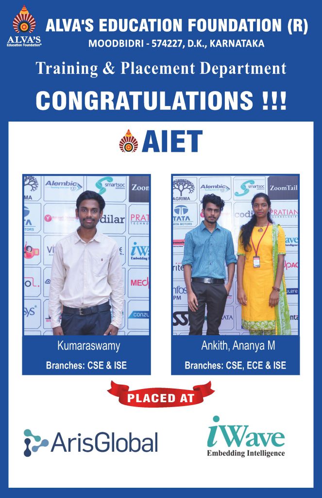 ArisGlobal poster Alva’s Institute of Engineering and Technology campus selection ArisGlobal student placement and I Wave recruitment success