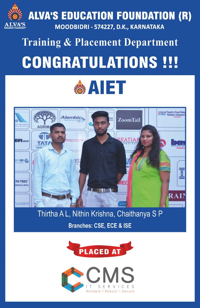 Alva’s Institute of Engineering and Technology campus selection CMS company recruiter success