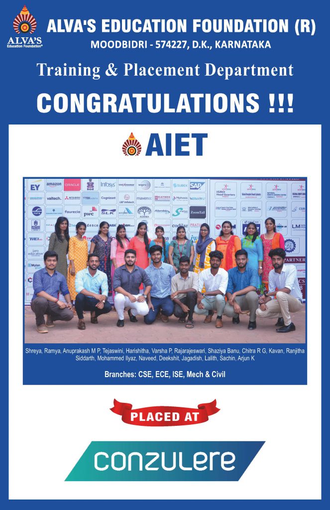 Alva’s Institute of Engineering and Technology campus selection placement Conzulere