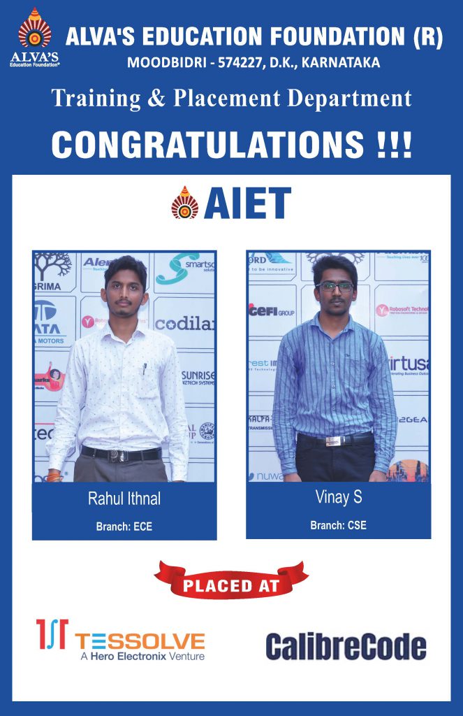 Alva’s Institute of Engineering and Technology campus selection placement with Tessolve and calibricode