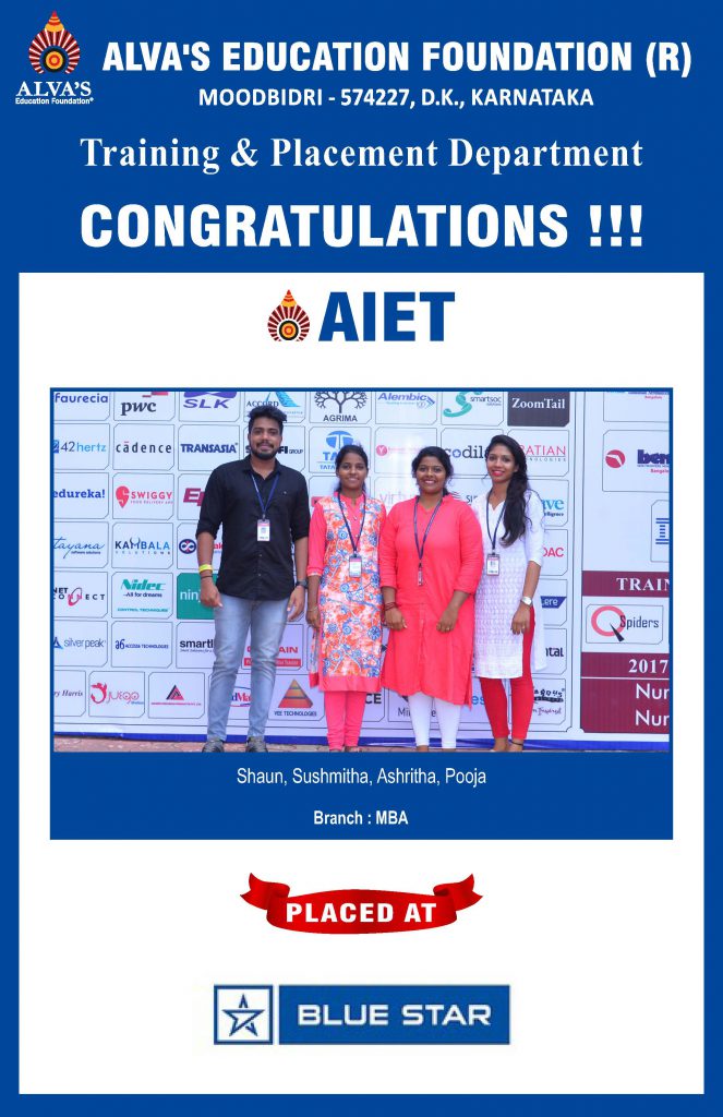 Alva’s Institute of Engineering and Technology campus selection Blue Star hiring success