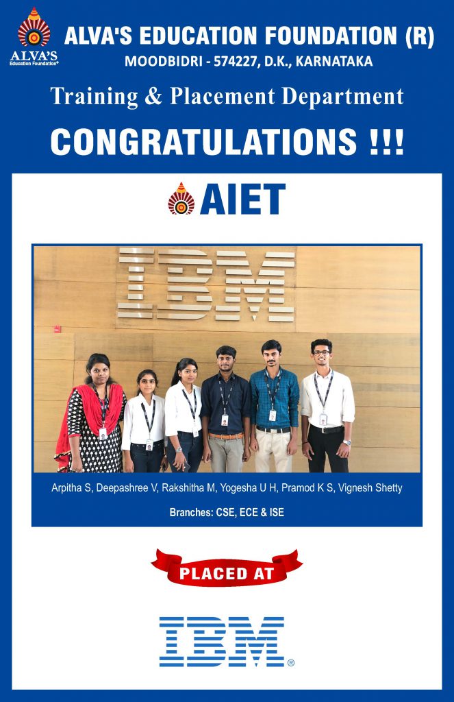Alva’s Institute of Engineering and Technology campus selection student placed at IBM