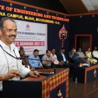 First-year students of Alva’s Institute of Engineering and Technology attending Alva’s Agamana 2021 inaugural event in the auditorium