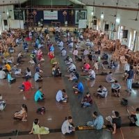 Students participating in BACCE Foundation management games during Alva’s Agamana at Alva’s Institute of Engineering and Technology